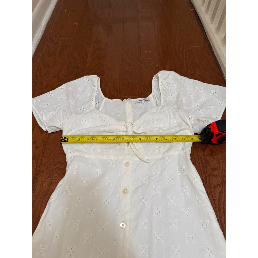 Madewell White Eyelet Tie-Front Button-Down Midi Dress Cottage Cotton 4 - Picture 3 of 8